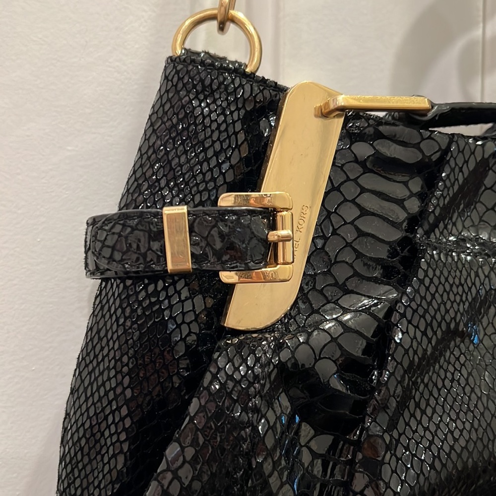 Michael Kors Black Python Pattern & Gold Metal Ac… - image 5